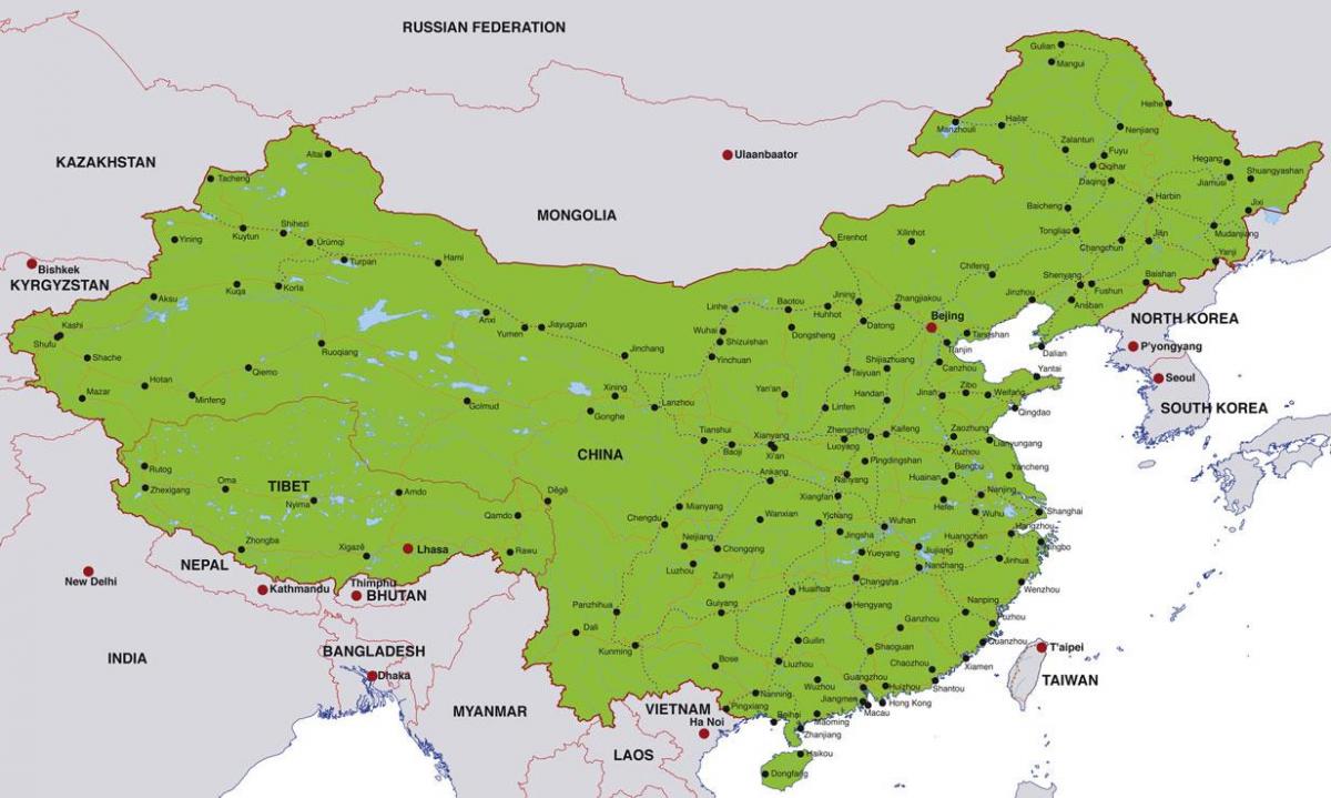 China peta bandar-bandar