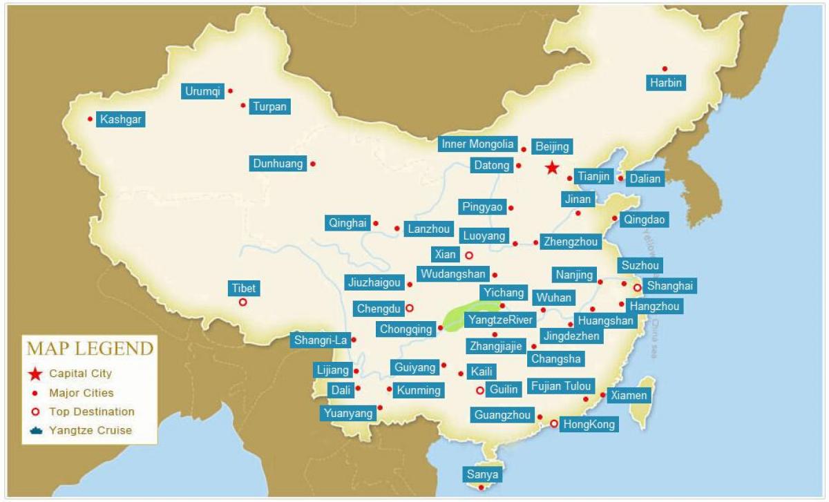 China peta dengan kota