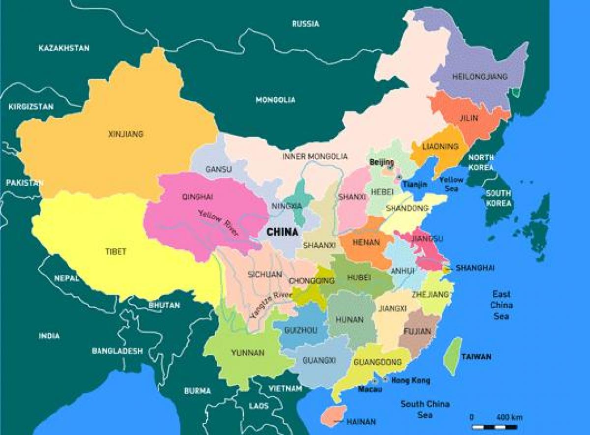 Wilayah China peta dalam bahasa inggeris