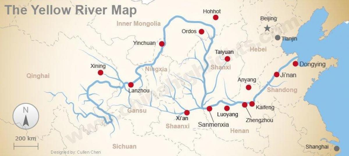 China peta sungai kuning