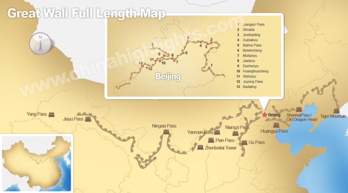 tembok besar China peta