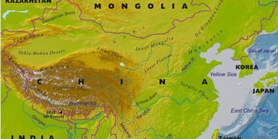 Peta China dengan ciri-ciri geografi