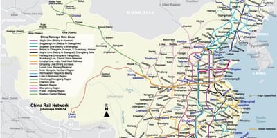 Kereta api China peta